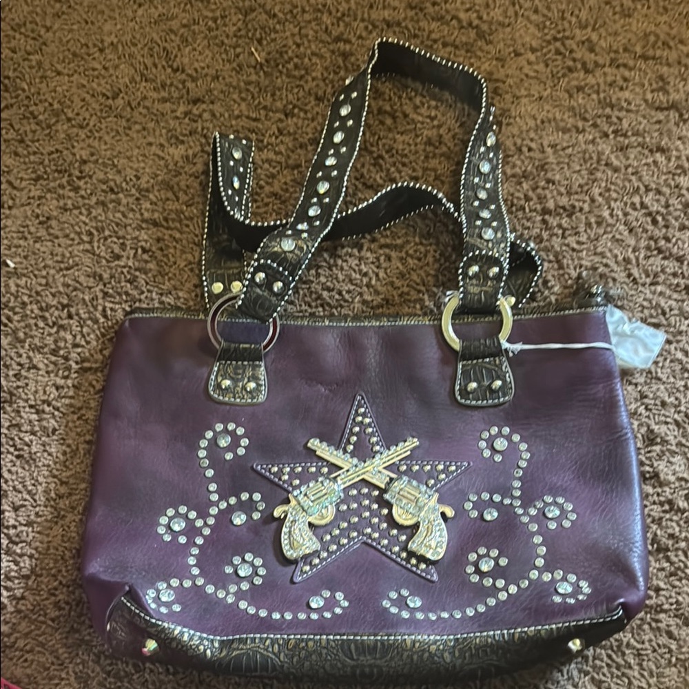 Montana West Purple Studded Shoulder Bag